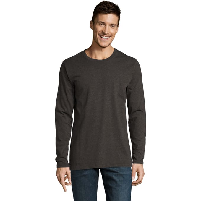 SOLS Heren Imperial T-shirt met lange mouwen (Houtskoolmelange)