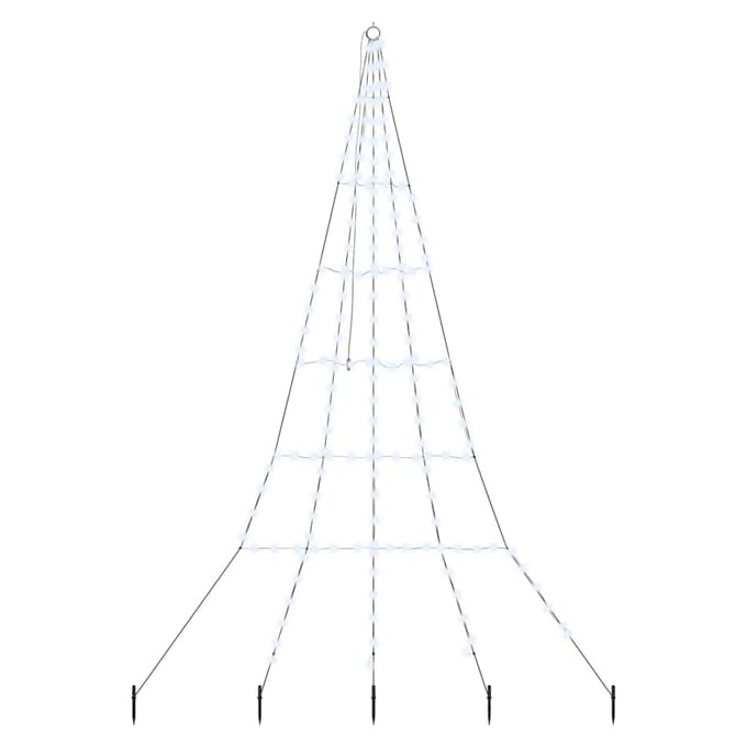 vidaXL - LED - Kerstboom - met - Grondspikes - Koudwit - 306 - cm - Metaal