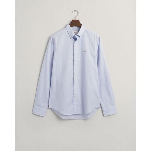 Overhemd Poplin Uni Slim Button Down Subtle GANT Shield Embroidery Licht Blauw / male
