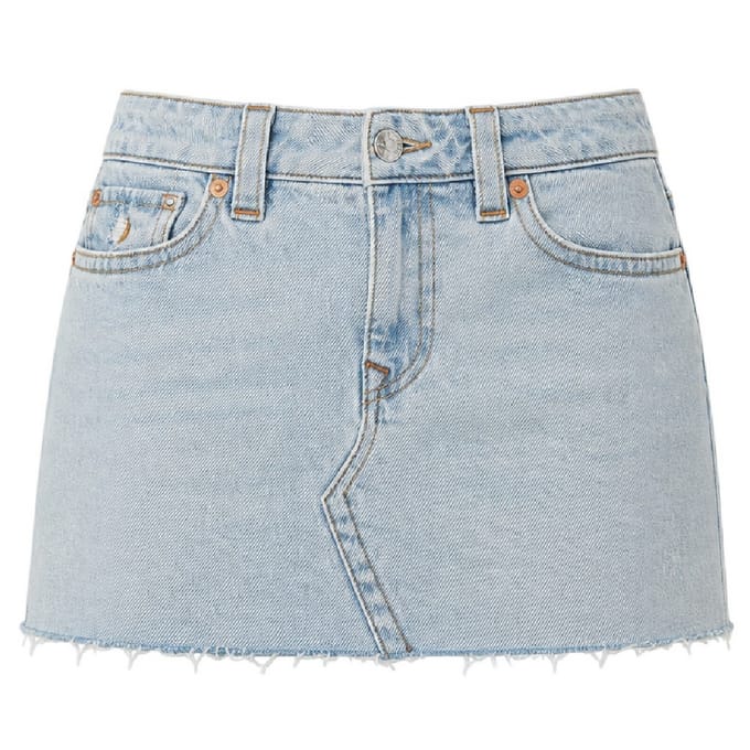 True Religion Sadie effen denim minirok voor dames (Glanzend/Vervaagd)