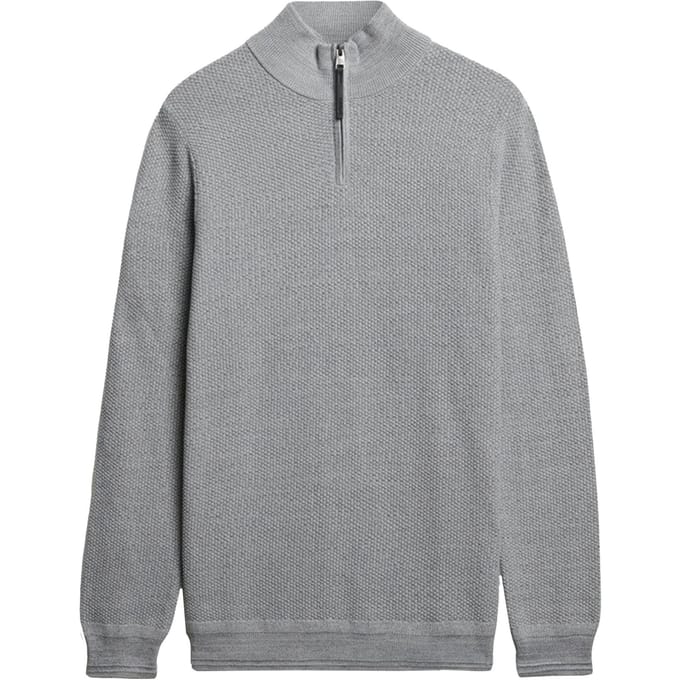 Superdry - Katoenen trui met halve rits en textuur - Heren - Sweaters