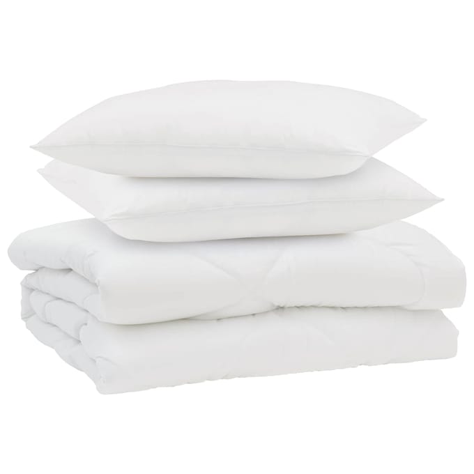 vidaXL - Zomer - Deken - met - kussen - 3 - st - Wit - Microvezel