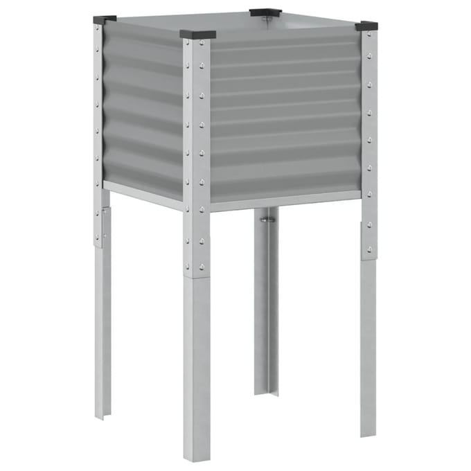 vidaXL - Plantenbak - 45x45x88 - cm - staal - grijs