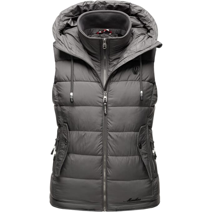 Marikoo dames gewatteerd vest – Taisaa, licht met capuchon & snackvak