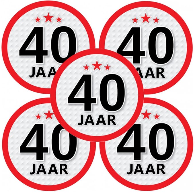 40 jaar leeftijd sticker - 10x - rond - Dia 15 cm - 40 jaar verjaardag - jubileum - leeftijd versiering