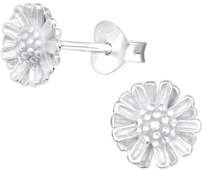 Joy|S - Zilveren bloem oorbellen - 7 mm - oorknoppen