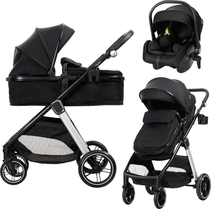 Lorelli Aspen Black 3-in-1 Combi Kinderwagen incl. i-Size Autostoel
