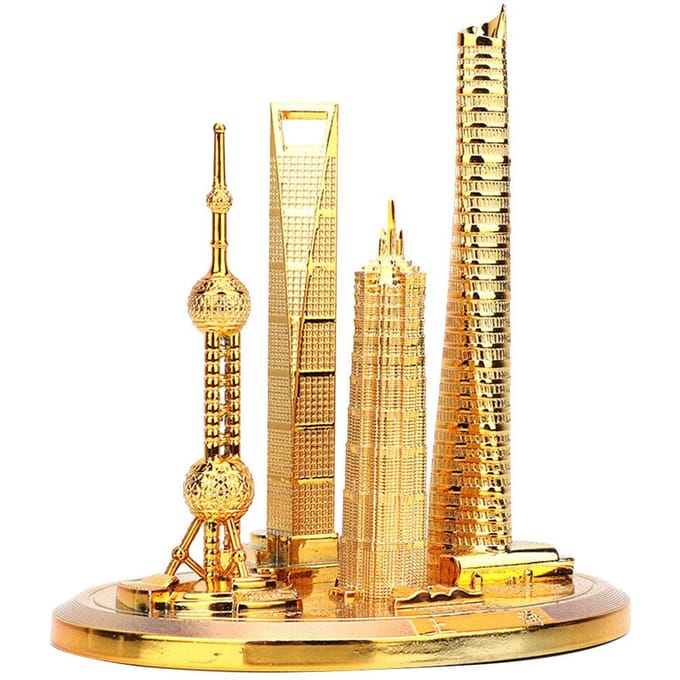 Maquette de Collection Bâtiments de Shanghai Tour Perle Orientale Centre Financier Mondial Souvenir(# 3) or