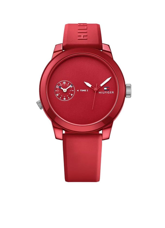 Tommy Hilfiger Denim 1791323 Horloge - Rubber - Rood - Ø 44 mm