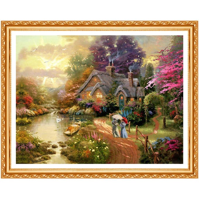 Volledige boor diamant borduurwerk handwerk kruissteek steentjes muur foto handwerk landschap 20X30CM beige
