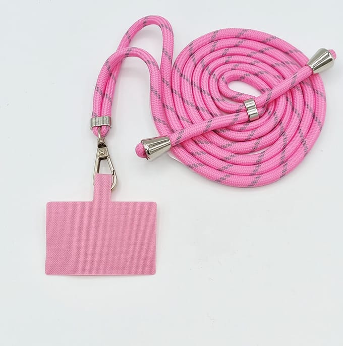 Universele verstelbare telefoonkoord - roze / grijs  - 150 cm