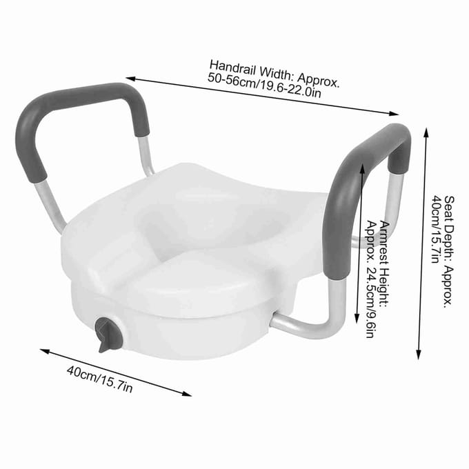 Verhoogde Toiletzitting Verstelbare Badkamerkussens Verhogingshoogte Zittingen met Veiligheidsframe white