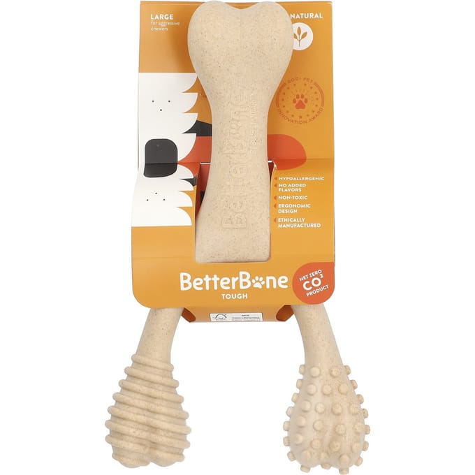 BetterBone, Stevig Kauwbot, groot, 100% natuurlijke ingrediënten, 1 speeltje beige
