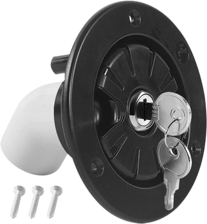 Afsluitbare dop voor verswaterinlaten, inlaatfilter afsluitbaar, camper caravan aanhangerboot.