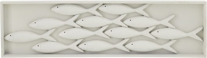 J-Line wanddecoratie Vis - hout - wit