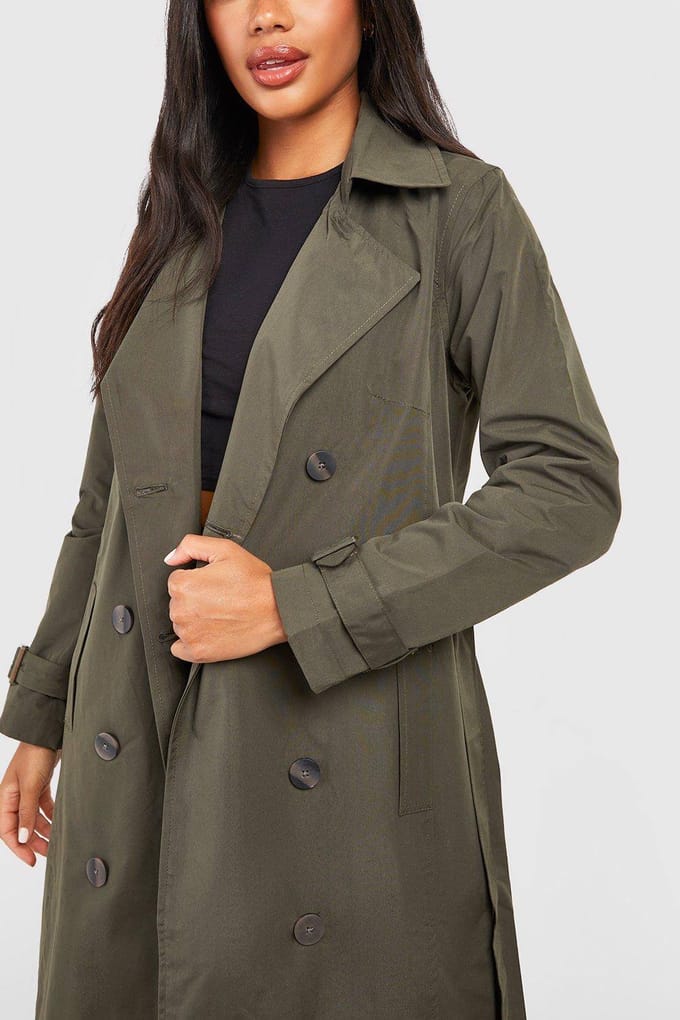 boohoo Dames Gordelde Trenchcoat | Kaki | Maat: 42