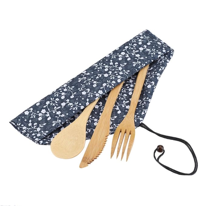 Herbruikbare Bamboe Dinerware Set in Japanse Stijl Eetgerei Kit Mes & Vork & Lepel black