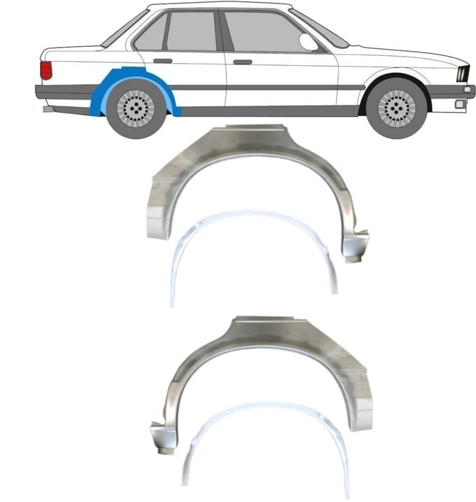 Binnen + buiten reparatiepaneel achter spatbord voor BMW 3 E30 1982-1987 / Set