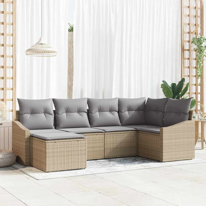 vidaXL - Tuin - Eettafel - Set - 6 - st - Beige - en - Lichtgrijs
