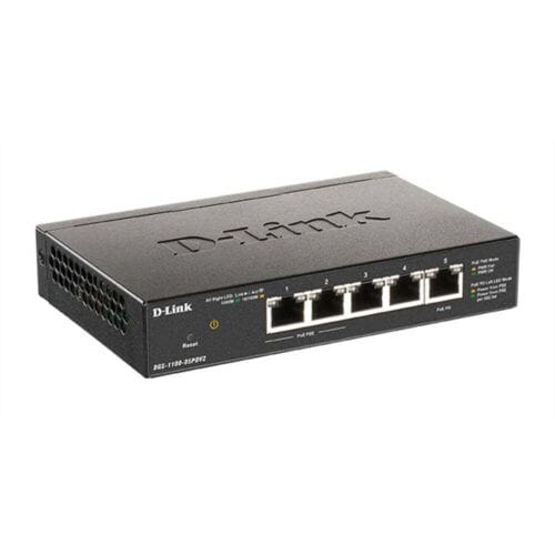 D-Link DGS-1100-05PDV2 5-Port Gigabit PoE Smart Managed Switch and PoE Extender