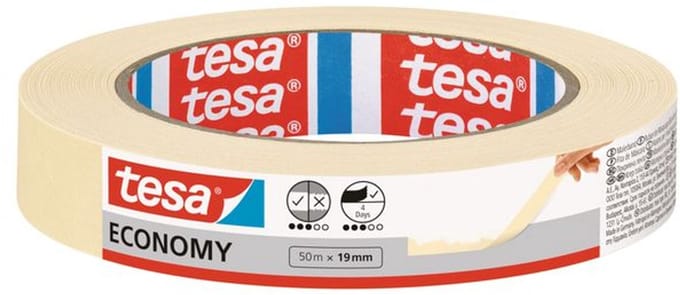 Afplaktape tesa® Economy 50mx19mm geel | 16 stuks