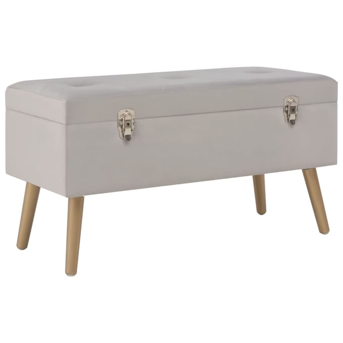 vidaXL - Bankje - met - opbergvak - 80 - cm - fluweel - grijs