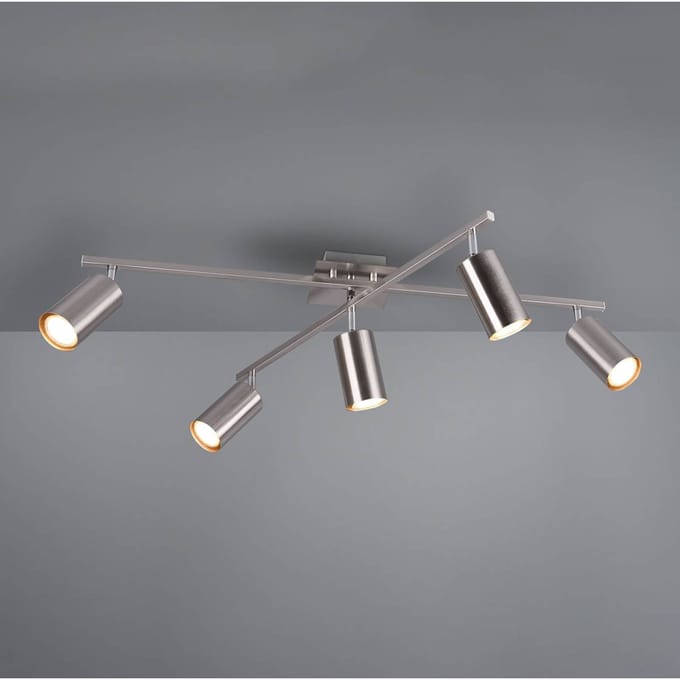Trio Lighting Marley plafondspot, mat nikkel 5-lamps