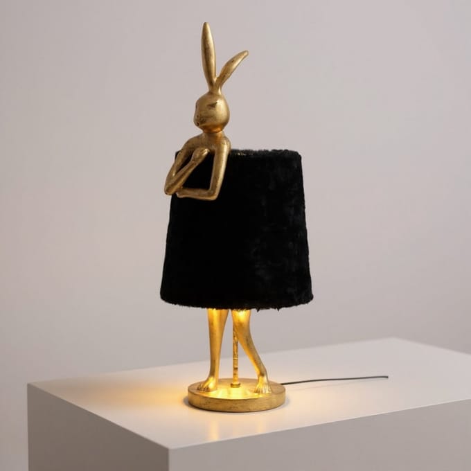 Kare Design Rabbit tafel schemerlamp - 65cm hoog - Fluffy stoffen kap