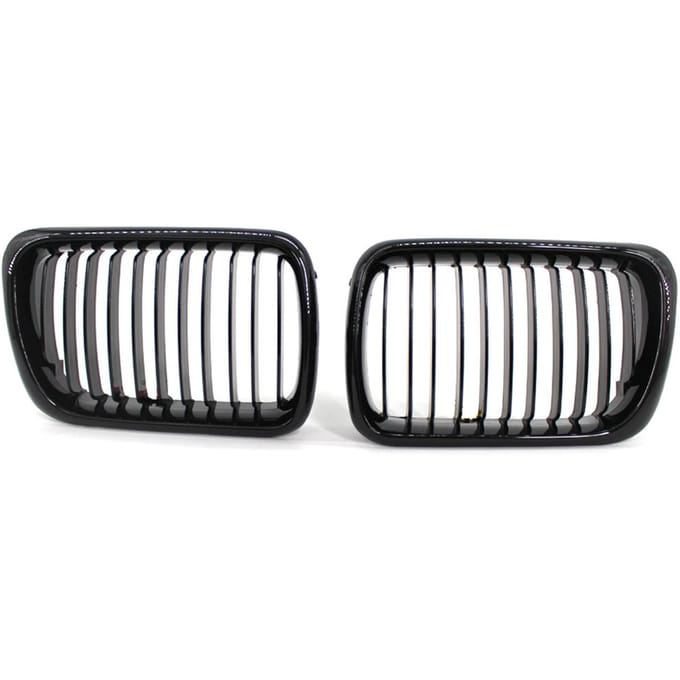 2 stuks glanzend zwarte voorbumper motorkap nieren grille race grille vervanging voor BMW 3-serie E36 M3 gray