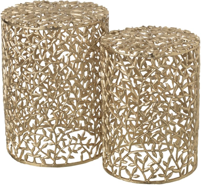 J-Line bijzettafel Blad - aluminium - goud - set van 2