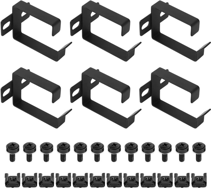 6 Pcs 1U Vertical Server Rack Cable Management Brackets, D-Ring Hooks 1U 19" Cable Management, D-Ring Hook for 19 Inch - ShopVlot