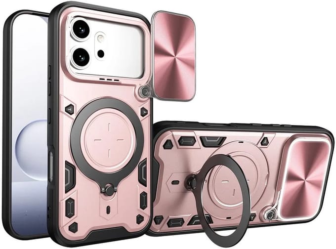 Hoesje geschikt voor HONOR 600/600 Pro - Phonesta CamLock Back Cover met Camera Slider - Roségoud