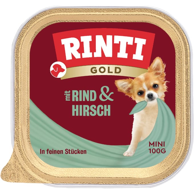 6x100g Gold Mini Hert & Rund Rinti Hondenvoer