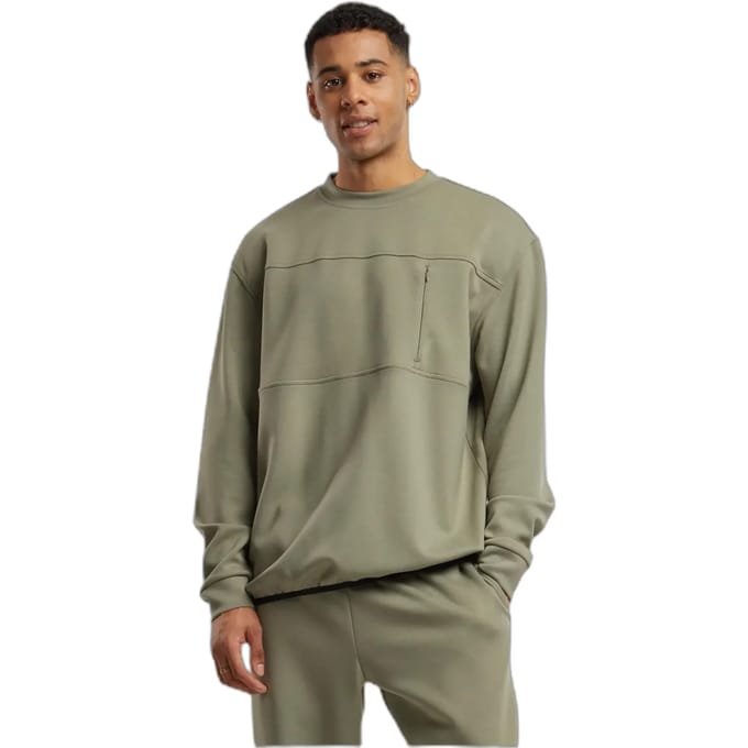 Urban Classics - Scuba Zip Pocket Crewneck sweater/trui - M - Groen