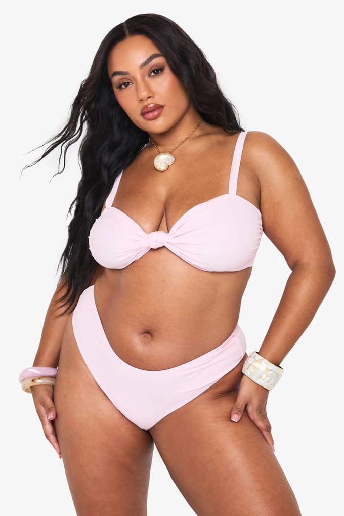 boohoo Dames Plus Geknoopte Bikini | Pink | Maat: 24