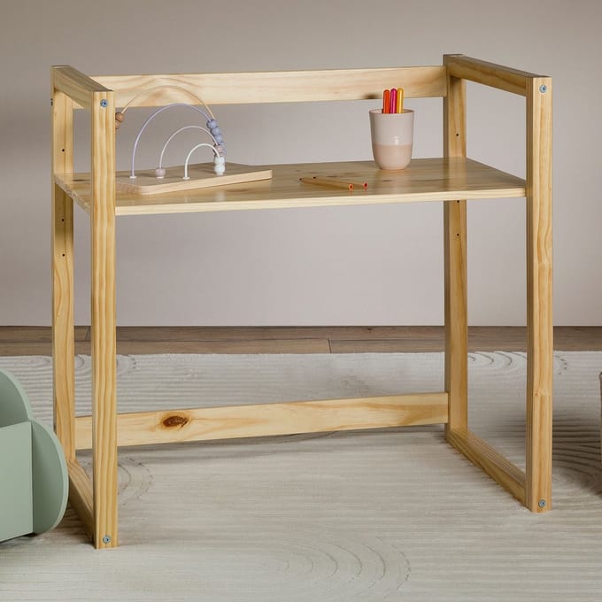 SUZA-kinderbureau, in hoogte verstelbaar, van massief hout – naturel