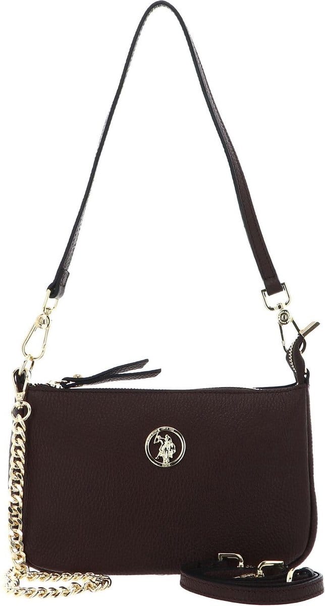 U.S. POLO ASSN. Leren Schoudertas Arlington Small Hobo Leather Bag Brown Bruine