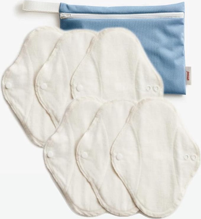 ImseVimse Wasbare Inlegkruisjes met Wetbag - wit - 6 stuks
