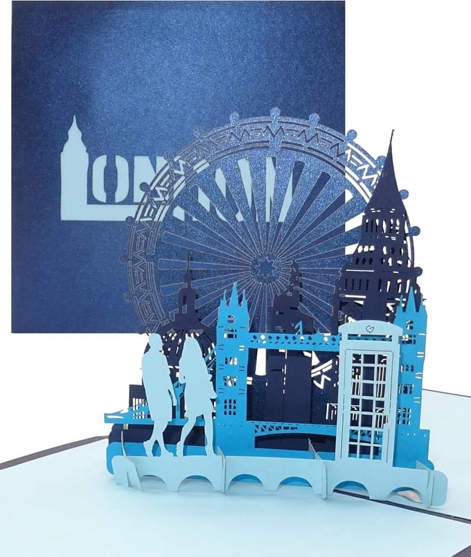3D Pop-up Kaart Londen - Stadssilhouet en Reis Voucher