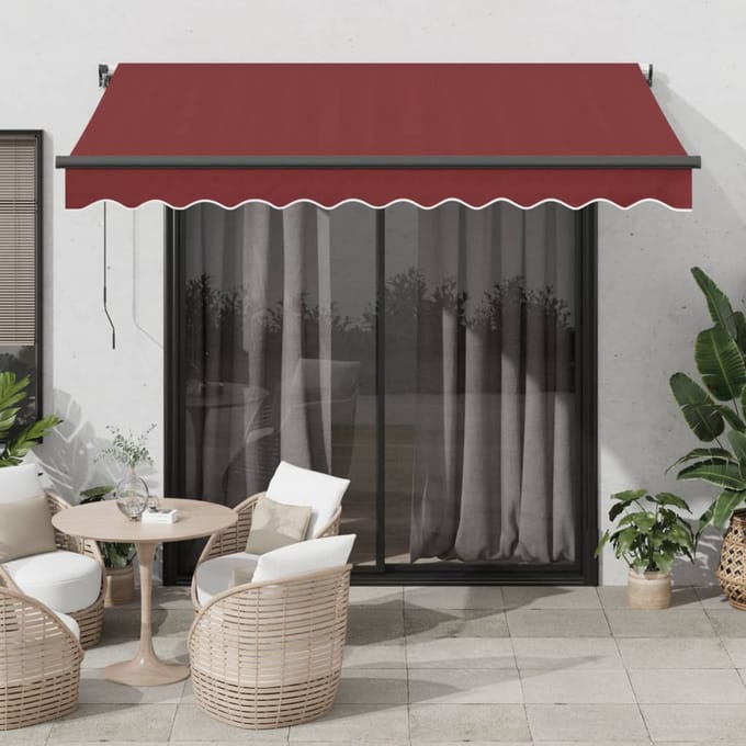 vidaXL - Uitschuifbare - luifel - Bordeauxrood - 350 - x - 250 - cm - Polyester