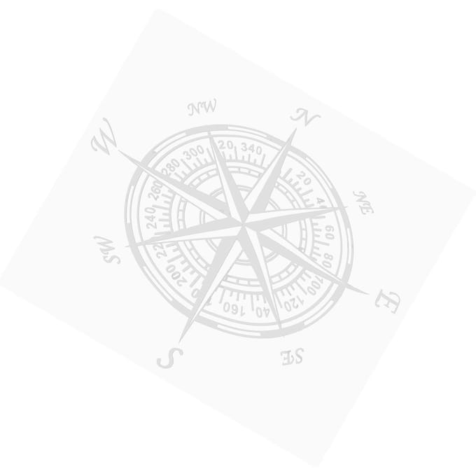 Auto Kompas Sticker Waterdicht Snijdbaar PVC 20x20cm voor Universele Auto Decoratie wit