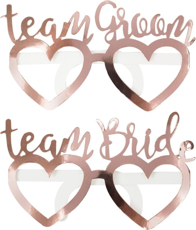 Papieren brillen - Team Bride & Team Groom (8 stuks)