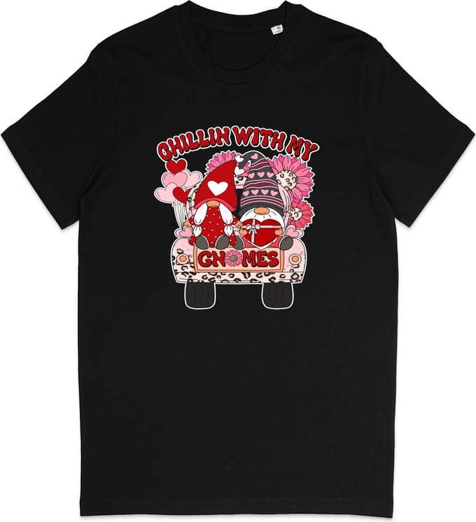 T Shirt Dames - Gnoom Liefde Hartjes - Zwart - S