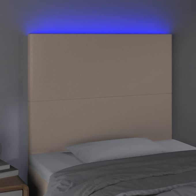 vidaXL - Hoofdbord - LED - 100x5x118/128 - cm - kunstleer - cappuccinokleurig