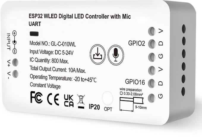 Dailygoody - LED Strip Controller - 100+ Effecten - 5-24 V DC - RGB/RGBW - Geschikt voor WS2812B, WS2811, SK6812