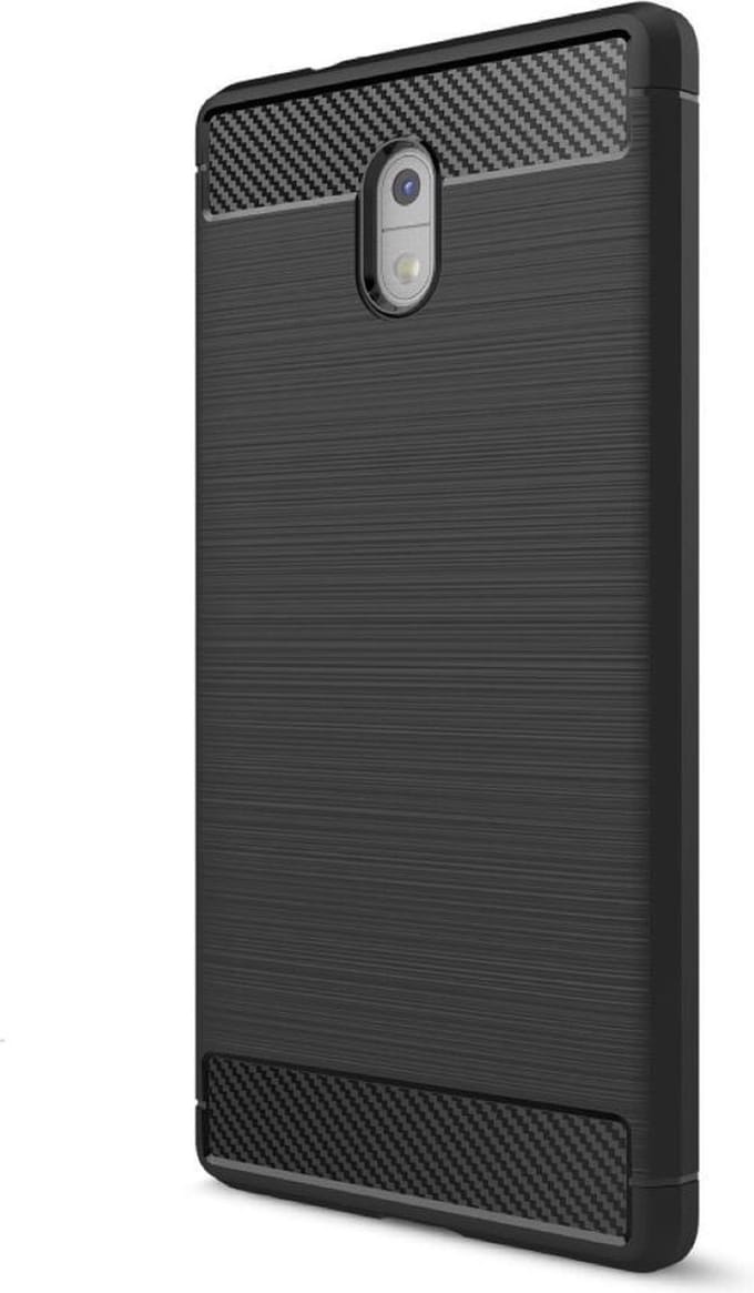 Shop4 - Nokia 3 Hoesje - Zachte Back Case Brushed Zwart