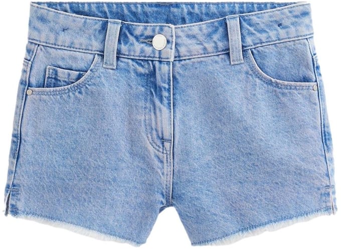 Next - Meisjes - Denim short met gerafelde rand en standaardlengte - Blauw