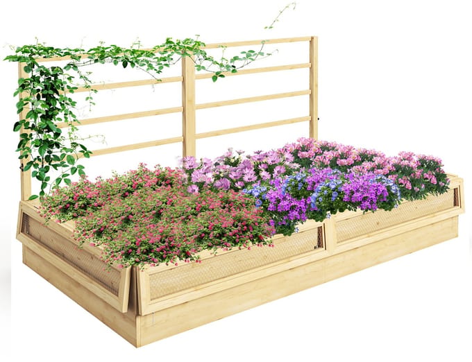 Outsunny Gartenbeet mit Rankhilfe und erhöhtem Zaunnetz 84H-090V00
