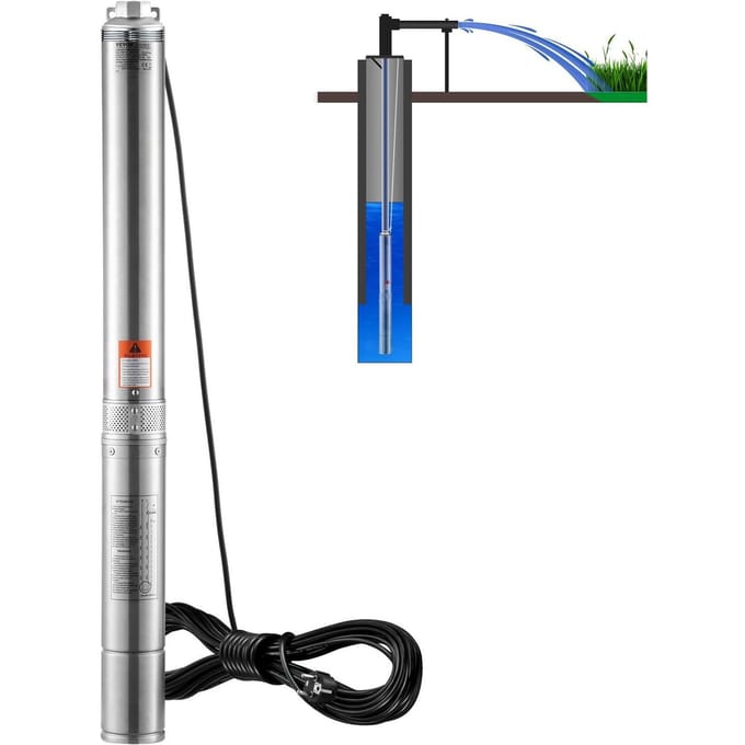 Pompe Submersible pour Puits Profond Pompe à Eau Inox 1500W 9,8 m³/h 108 m