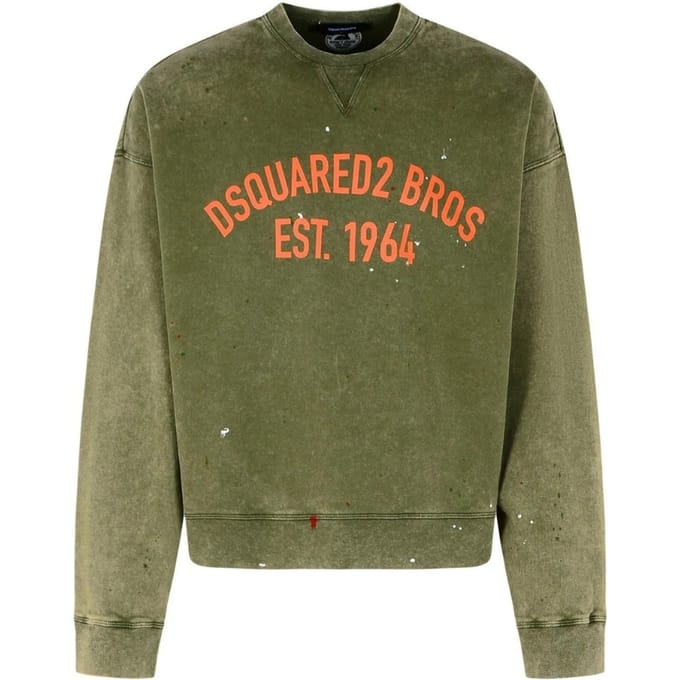 Dsquared2 Bros Est 1964 Design Cypro Fit Militair Groene Sweatshirt